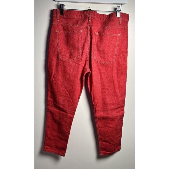 Isabel Marant Etoile Linen Blend Red High Rise Straight Ankle Pant Sz 40 US 10 - Picture 3 of 10